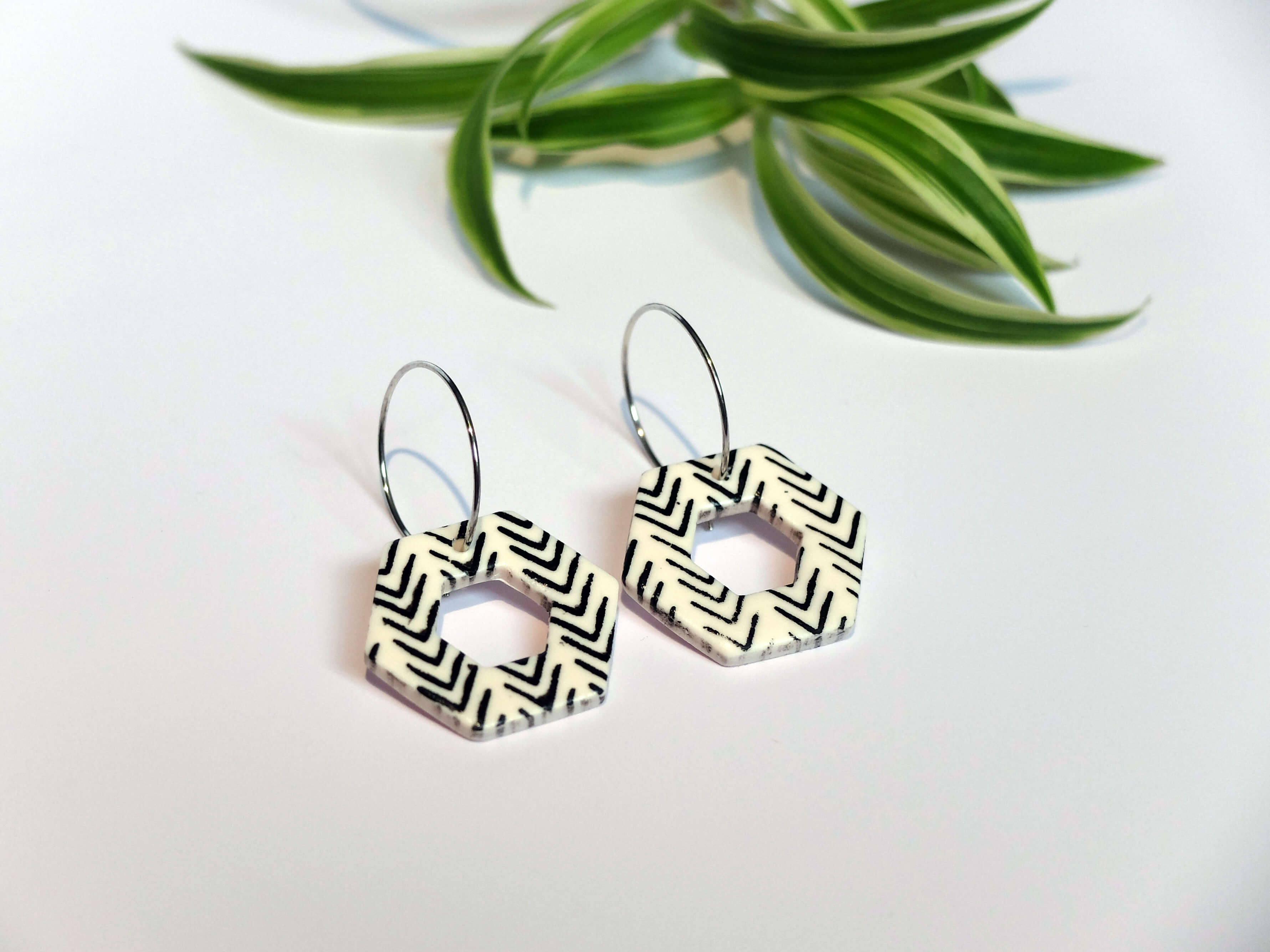 Hypoallergenic geometric handmade polymer clay earrings - Made in Yorkshire - Polly Plant