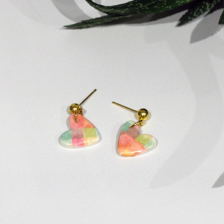 Gingham Heart Dangles