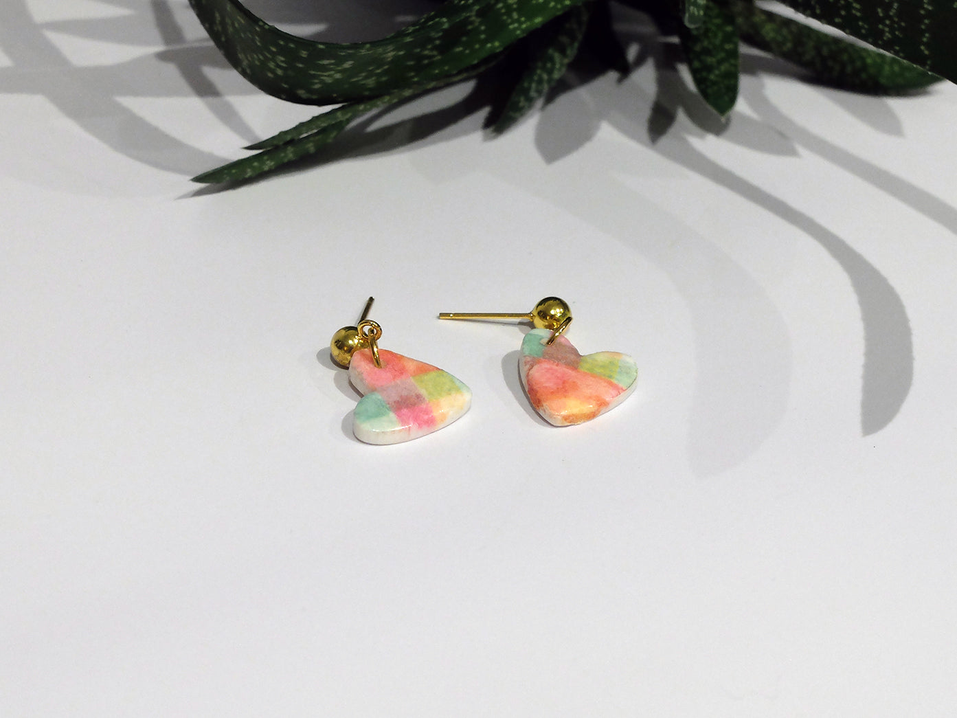 Gingham Heart Dangles