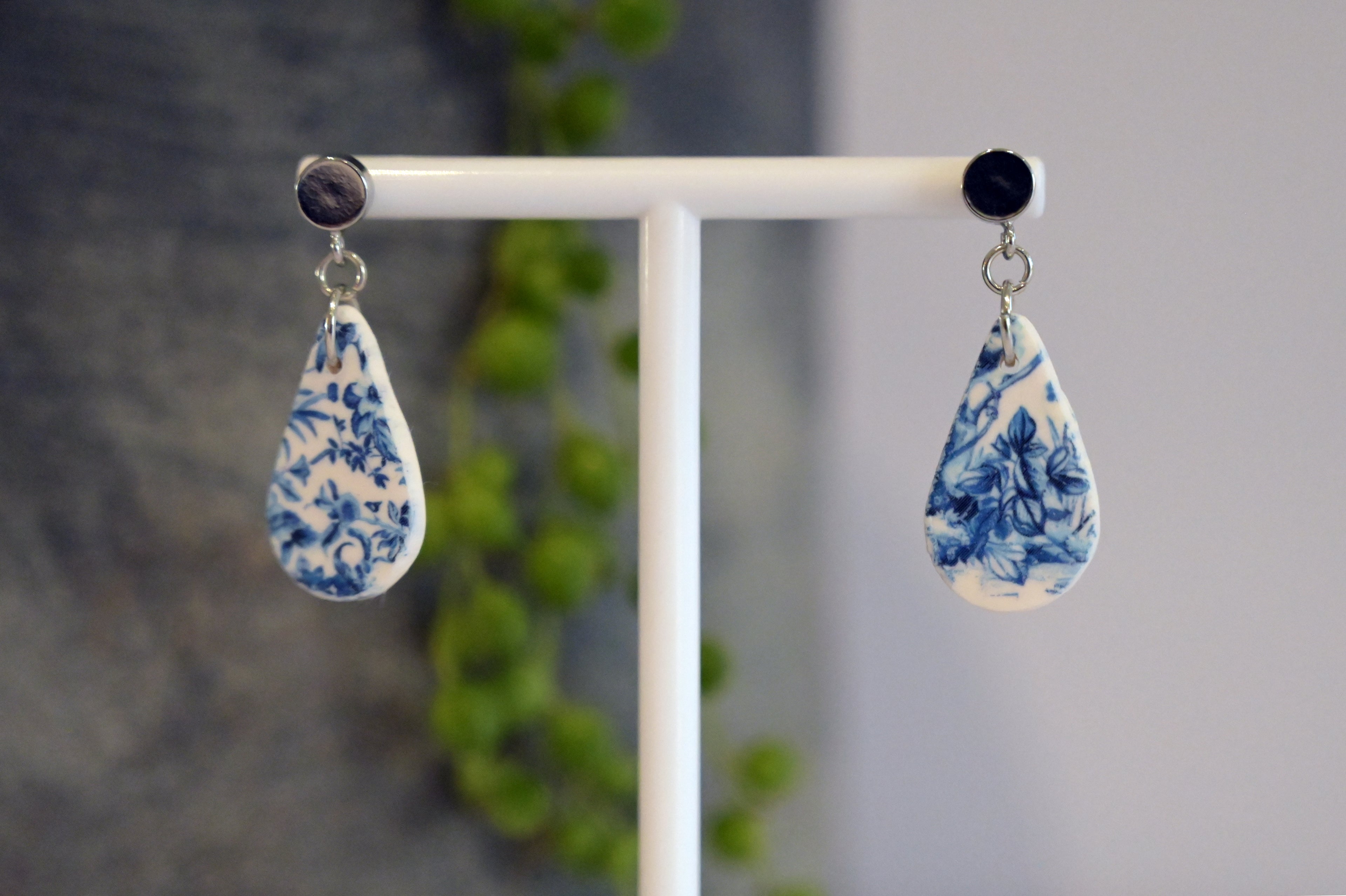 Blue China Print Dangles