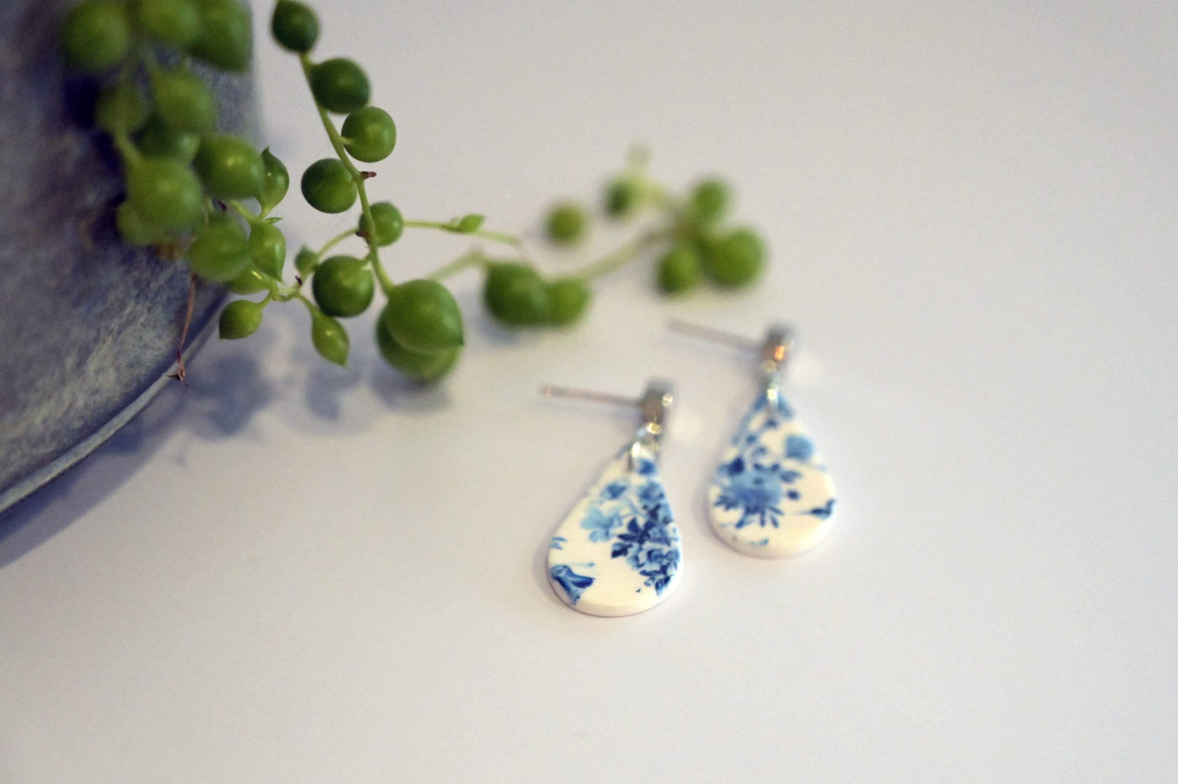 Blue China Print Dangles