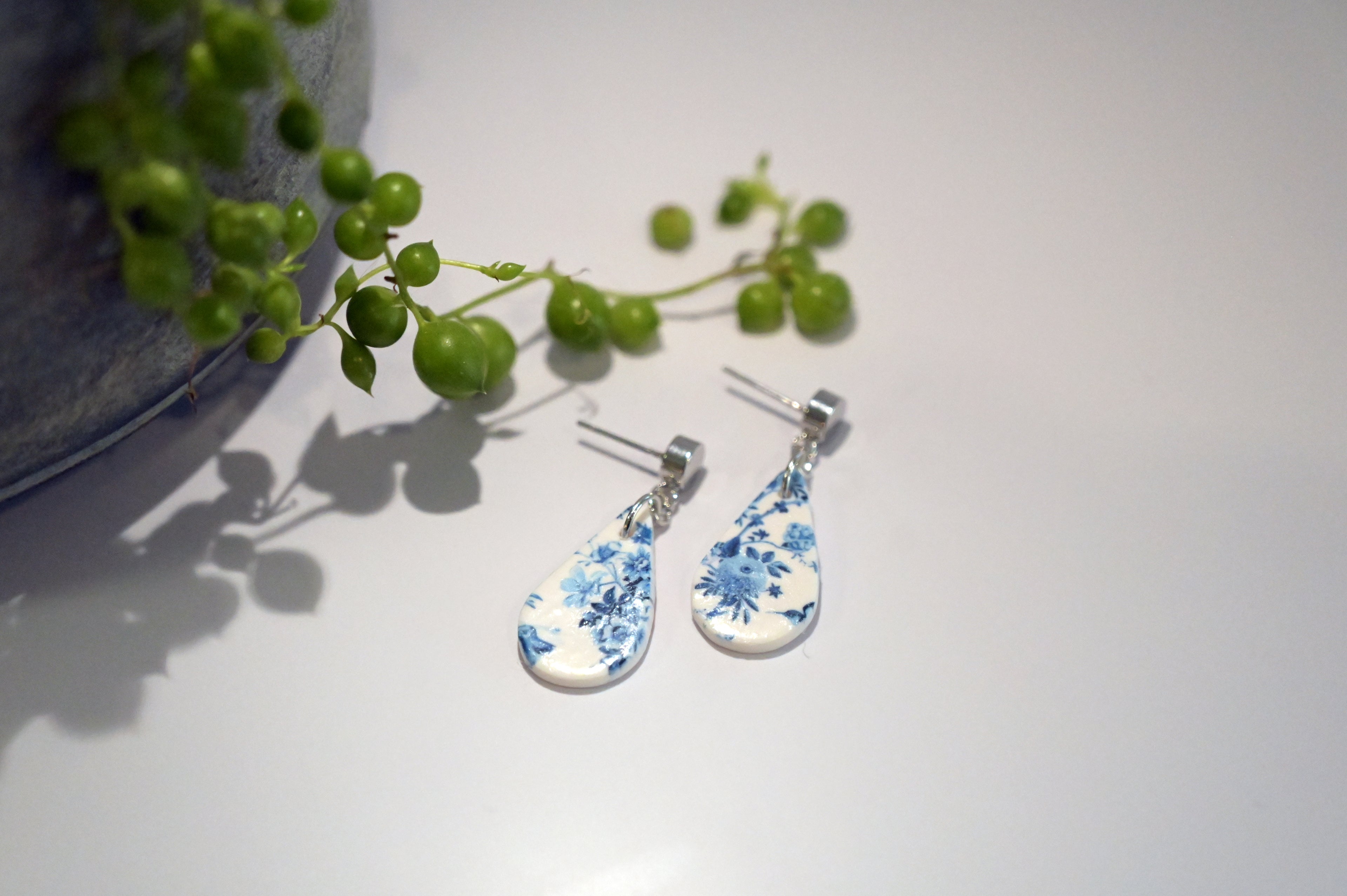 Blue China Print Dangles