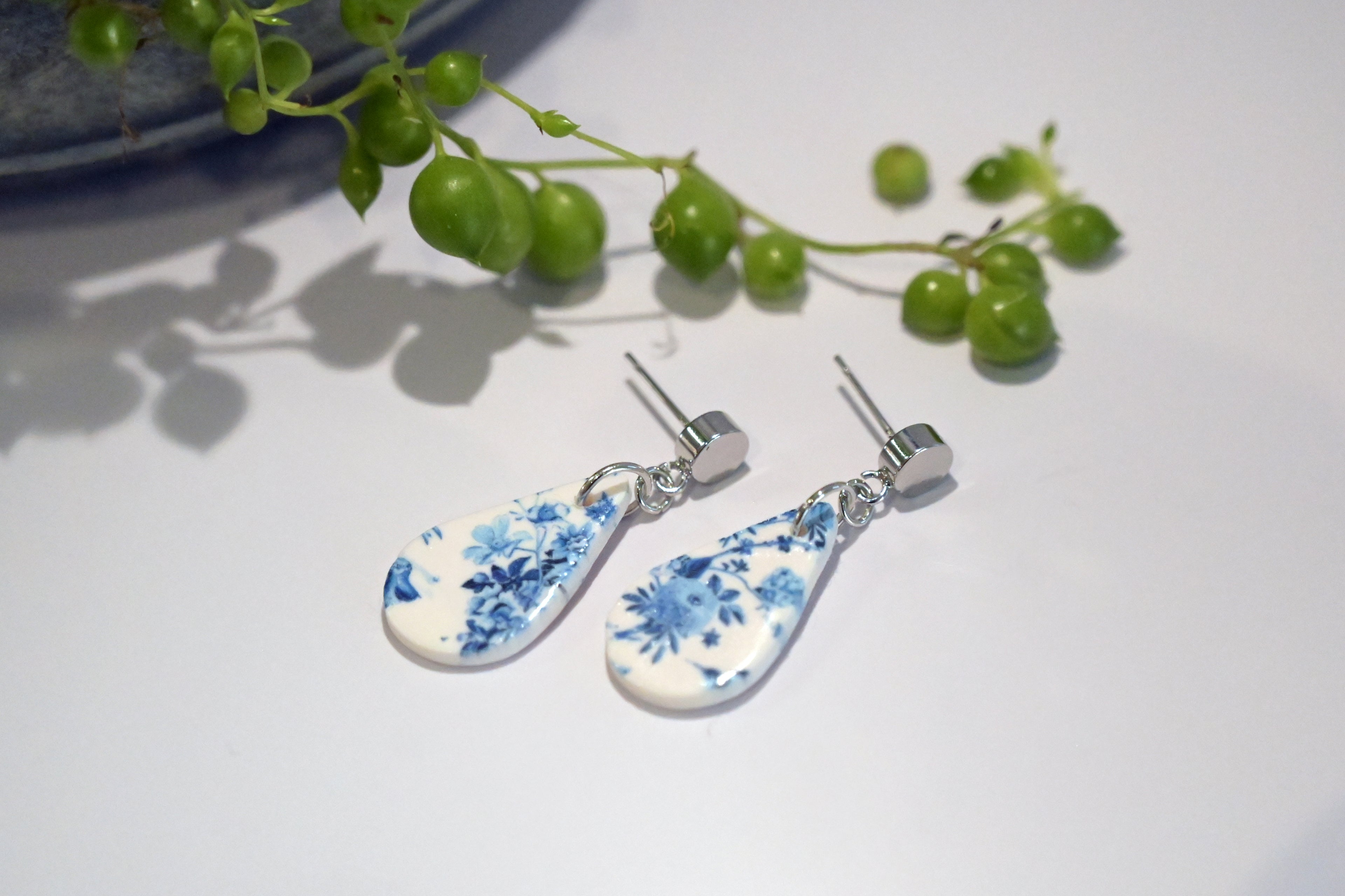Blue China Print Dangles