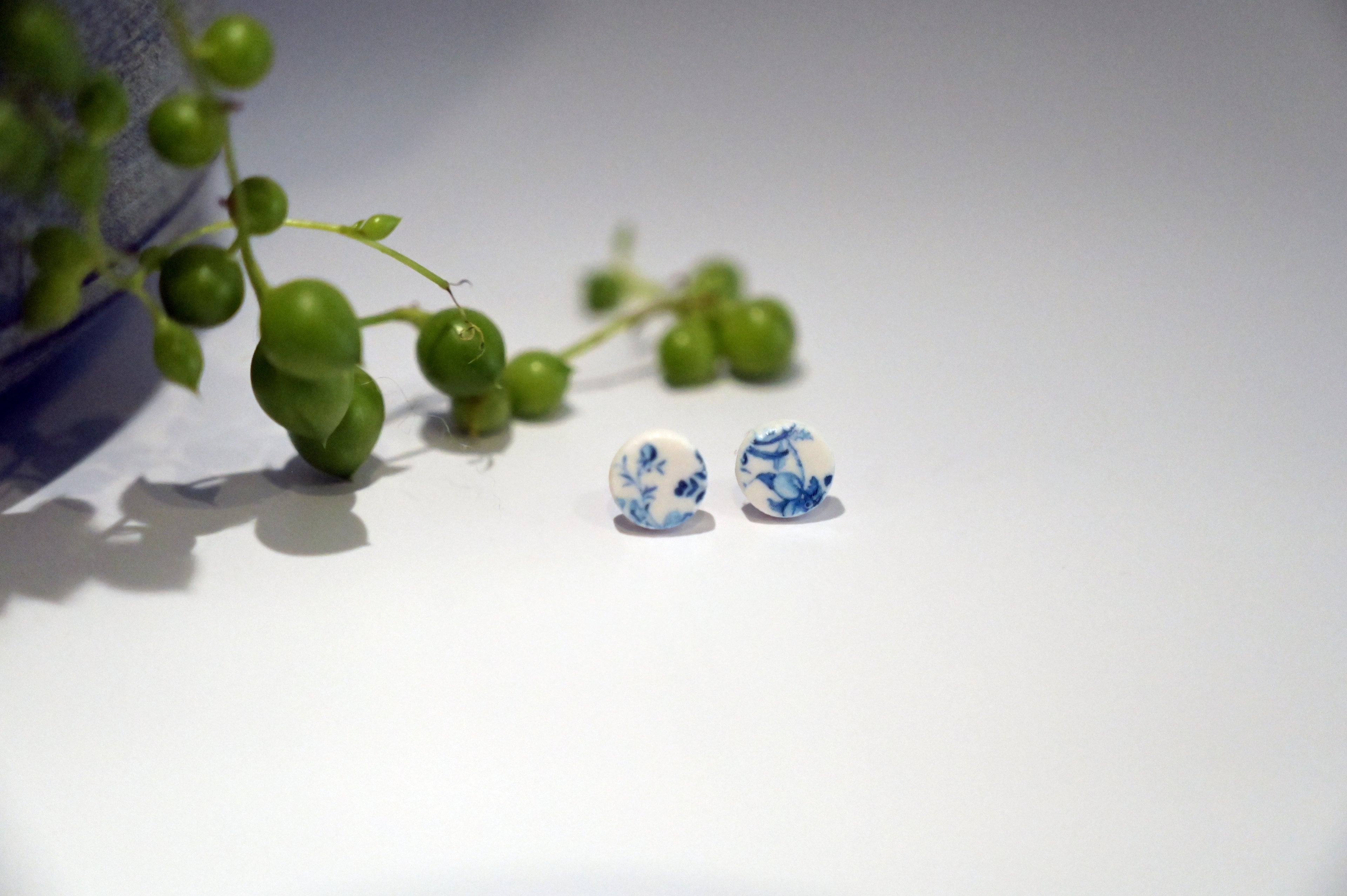 Blue China Print Studs