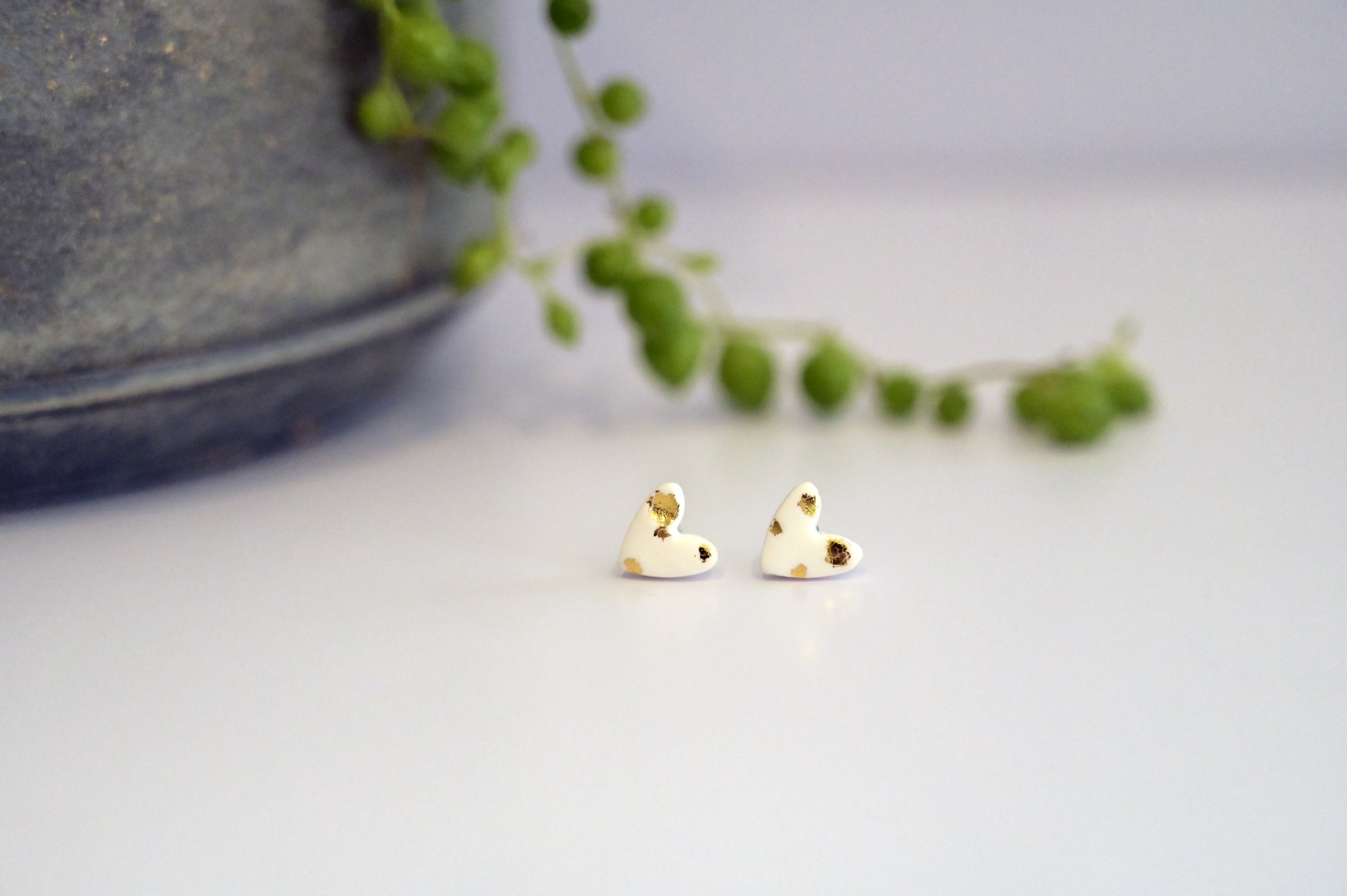 Metallic Heart Studs