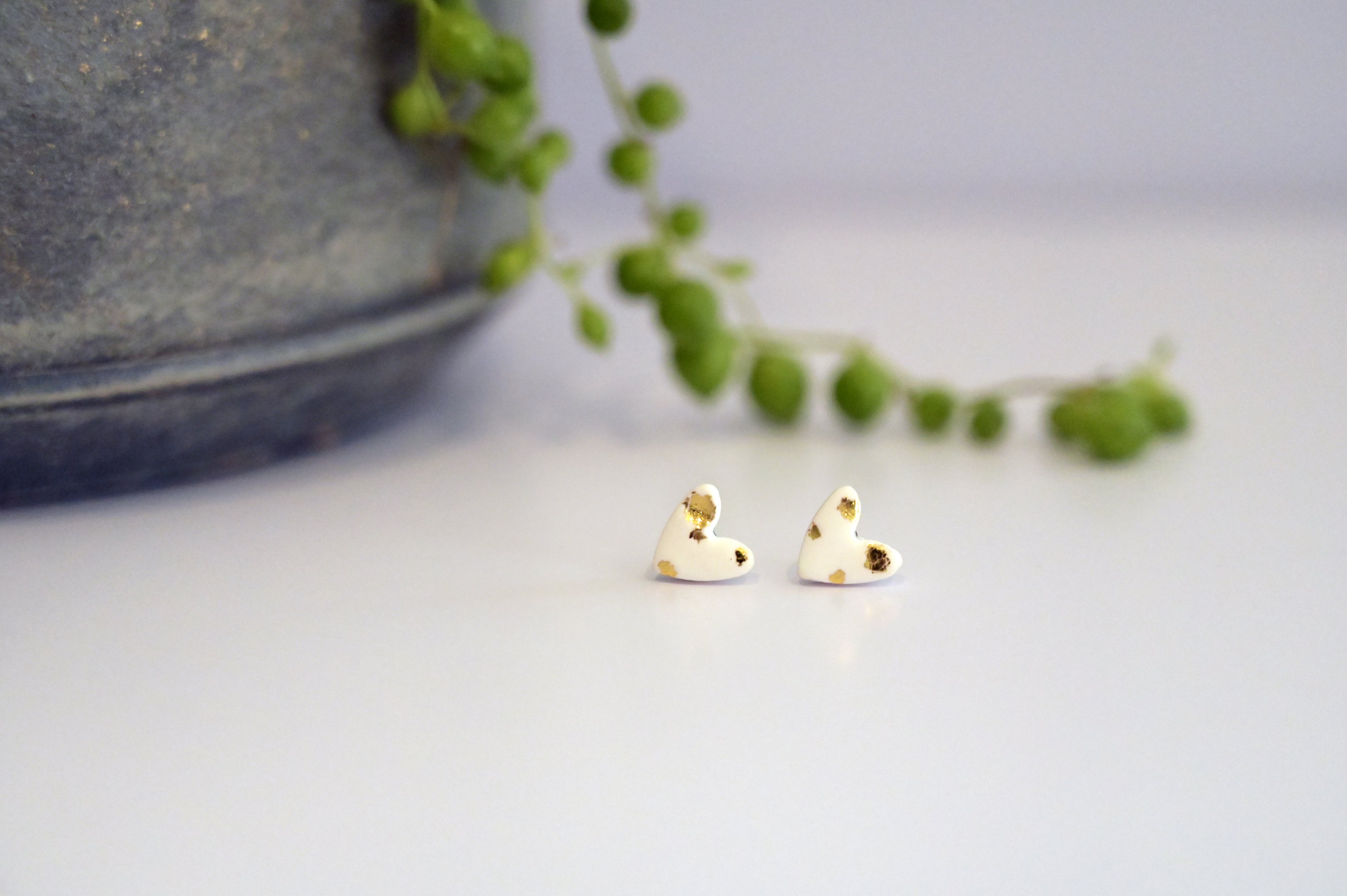 Metallic Heart Studs