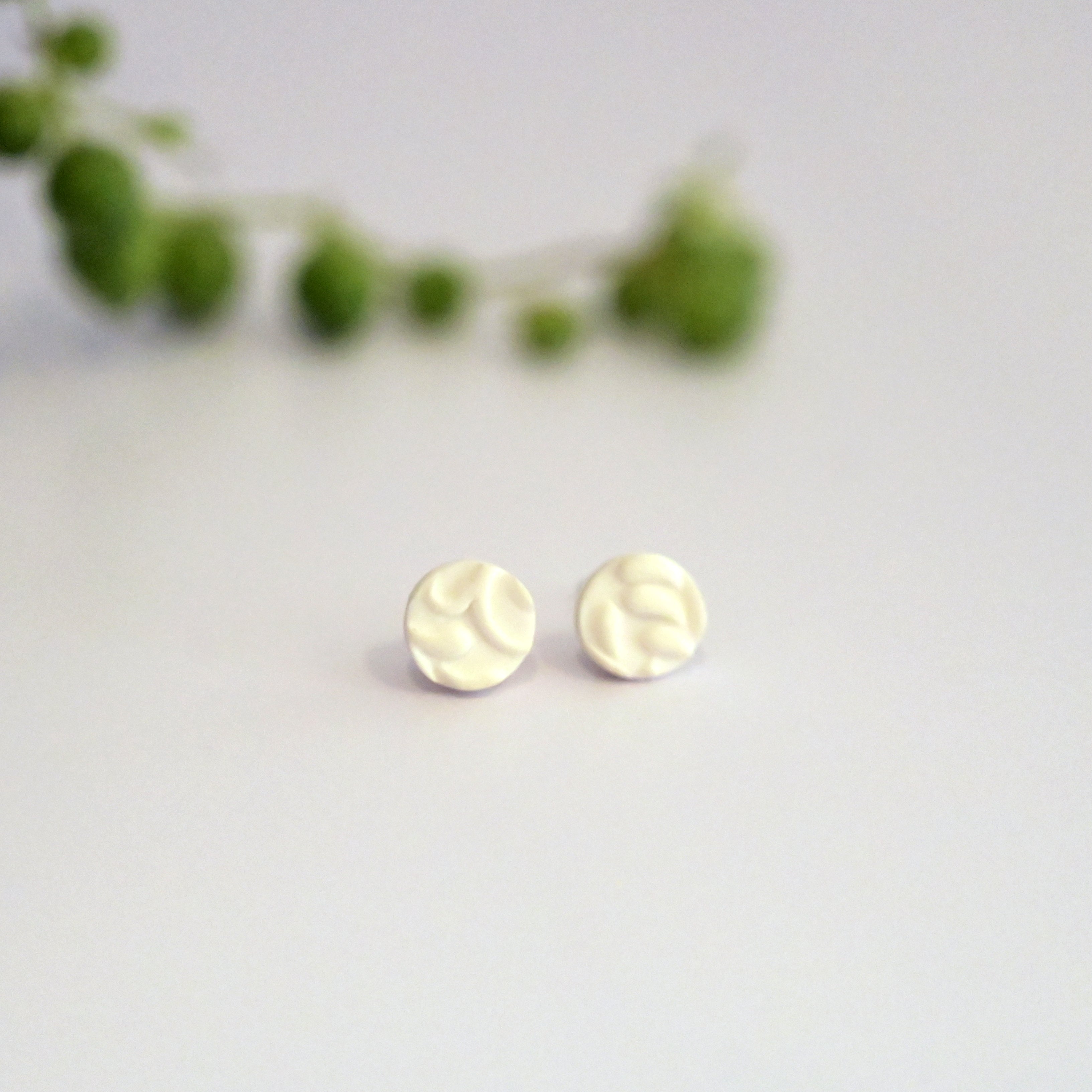 White Lace Textured Studs