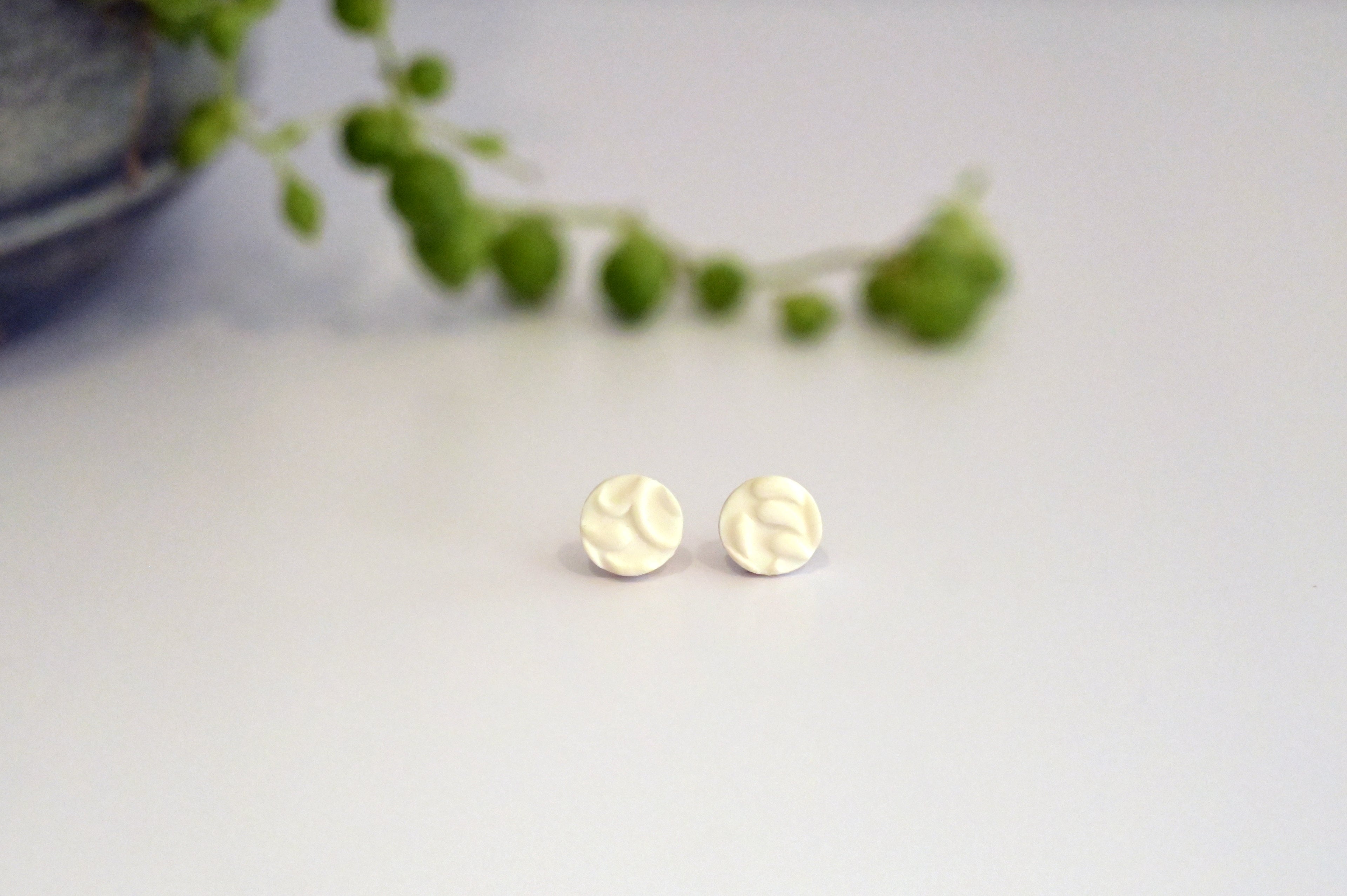 White Lace Textured Studs