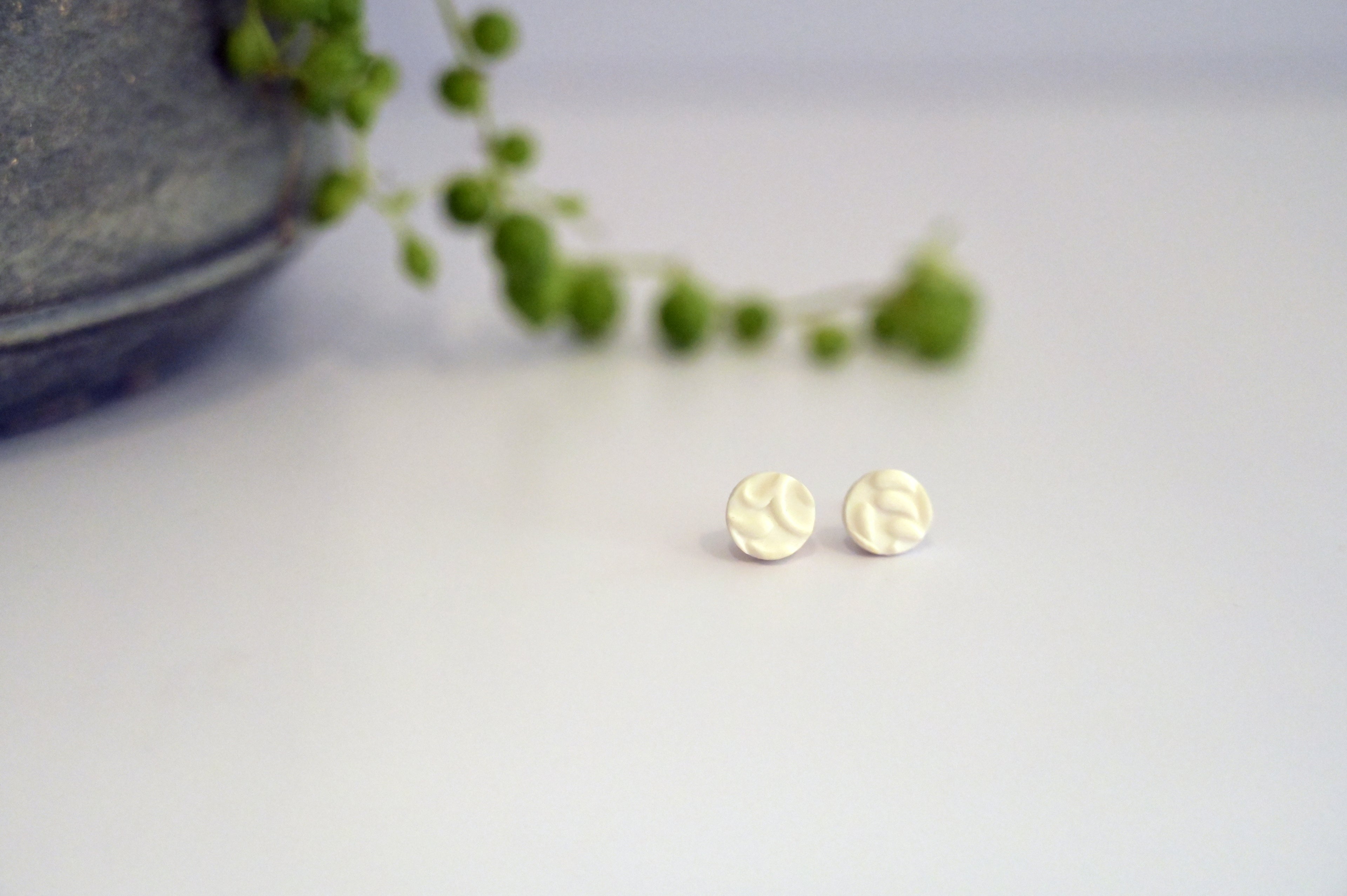 White Lace Textured Studs