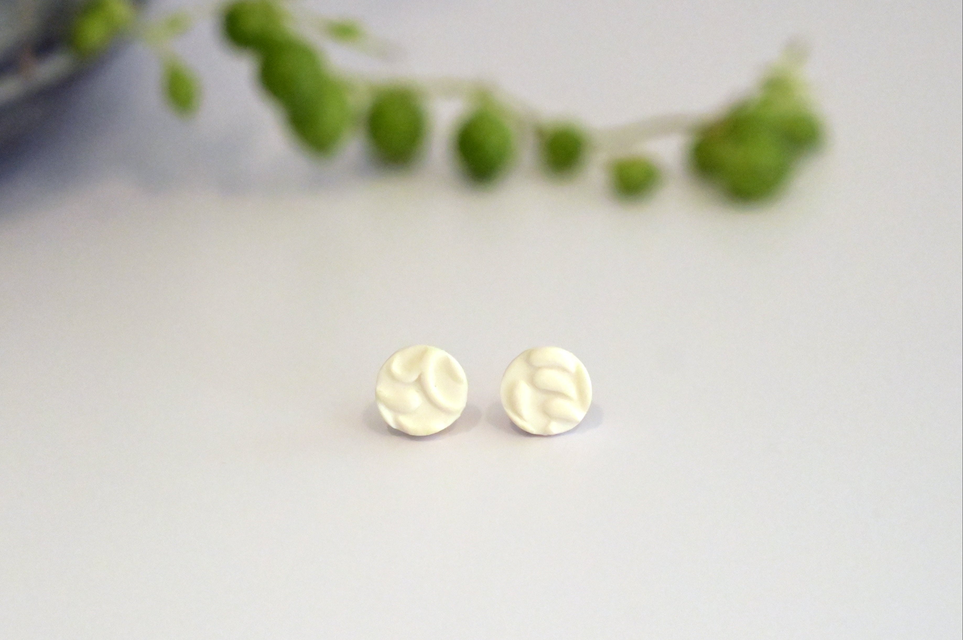 White Lace Textured Studs