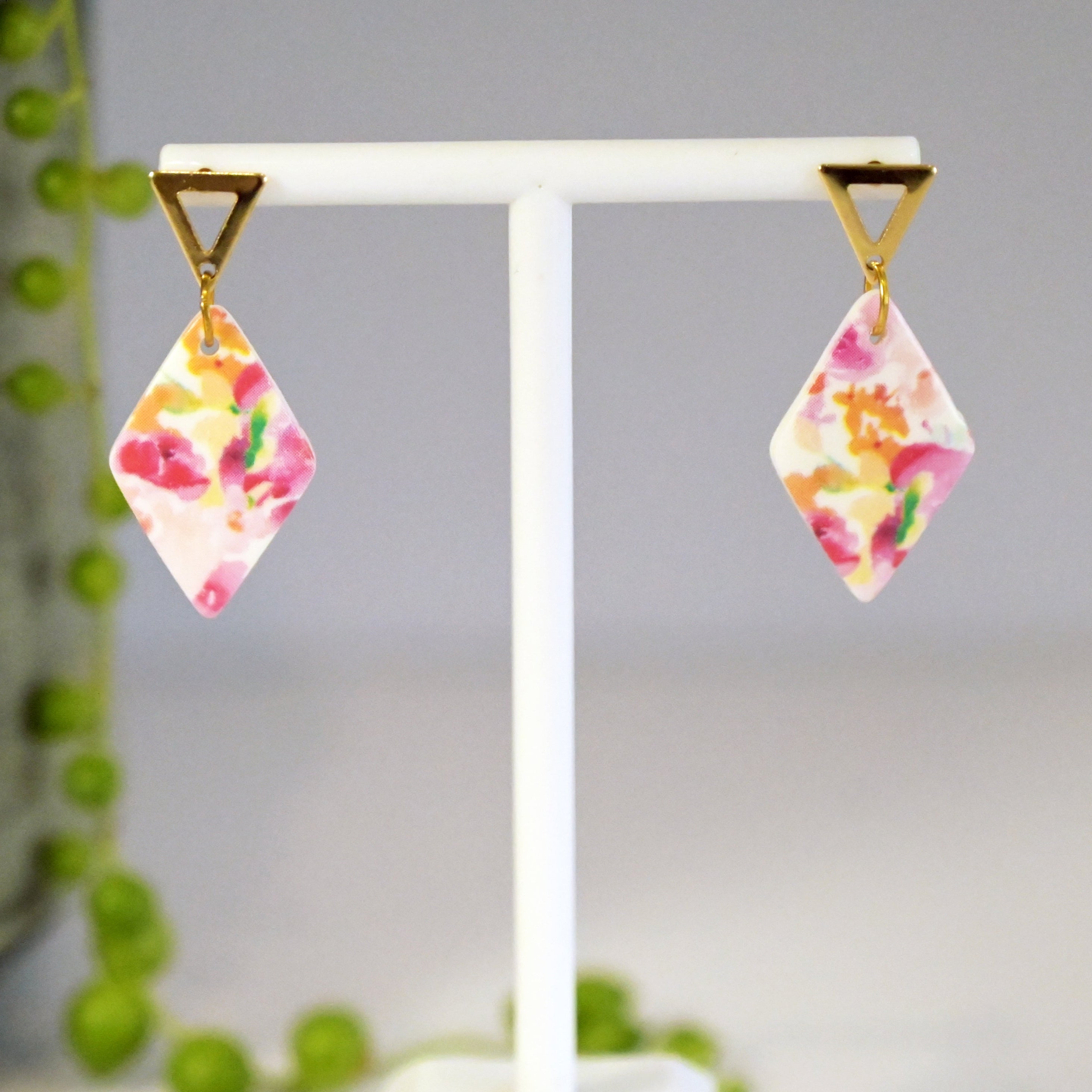 Watercolour Rose Dangles