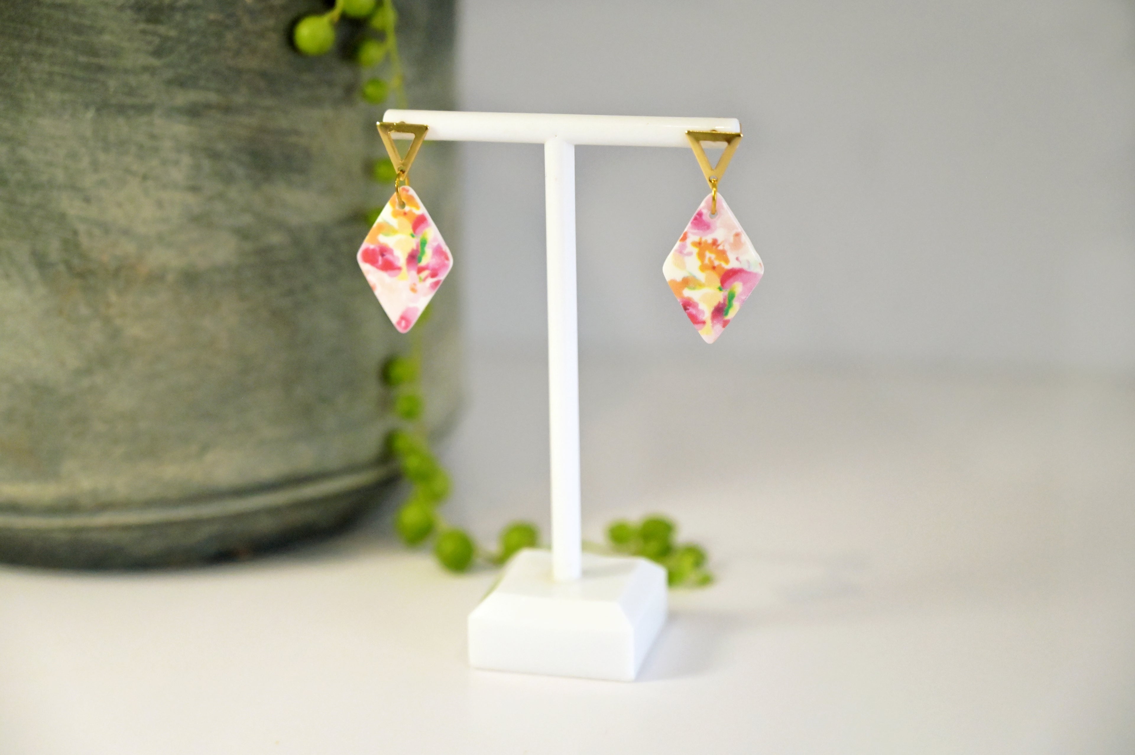 Watercolour Rose Dangles