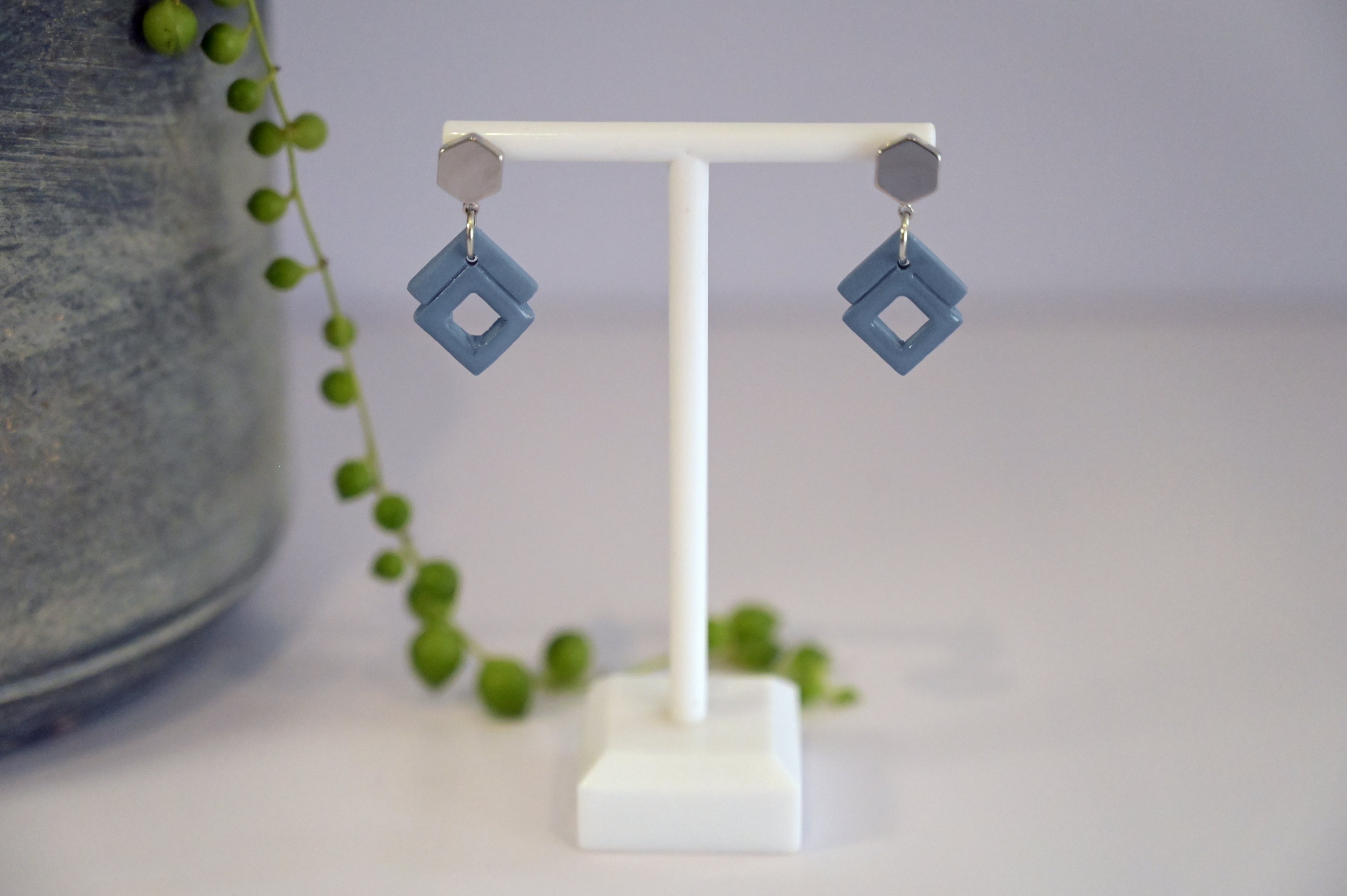 Blue Art Deco Dangles