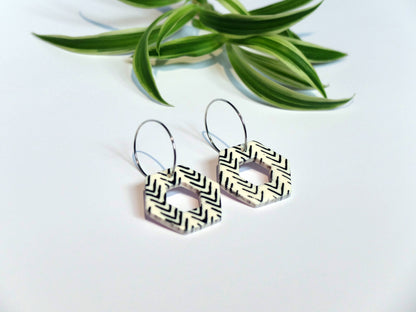 Geometric hoops side view - lightweight polymer clay earrings - Polly Plant Handmade in Yorkshire