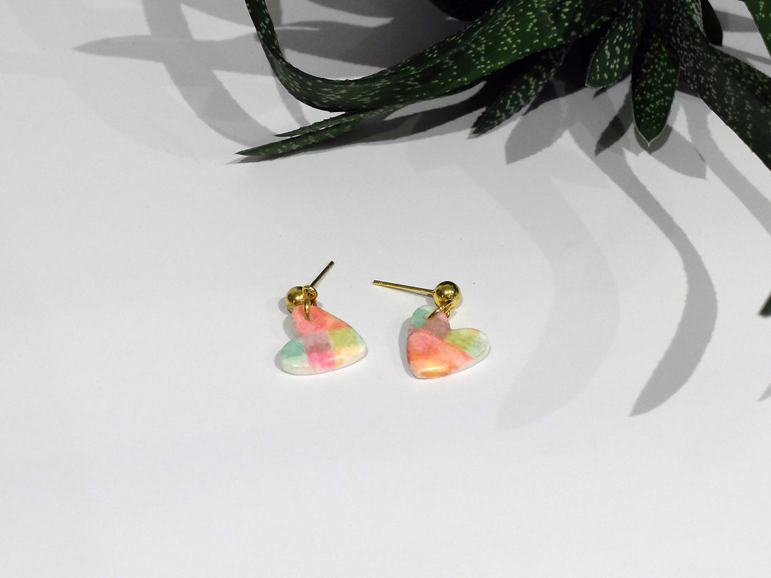 Gingham Heart Dangles