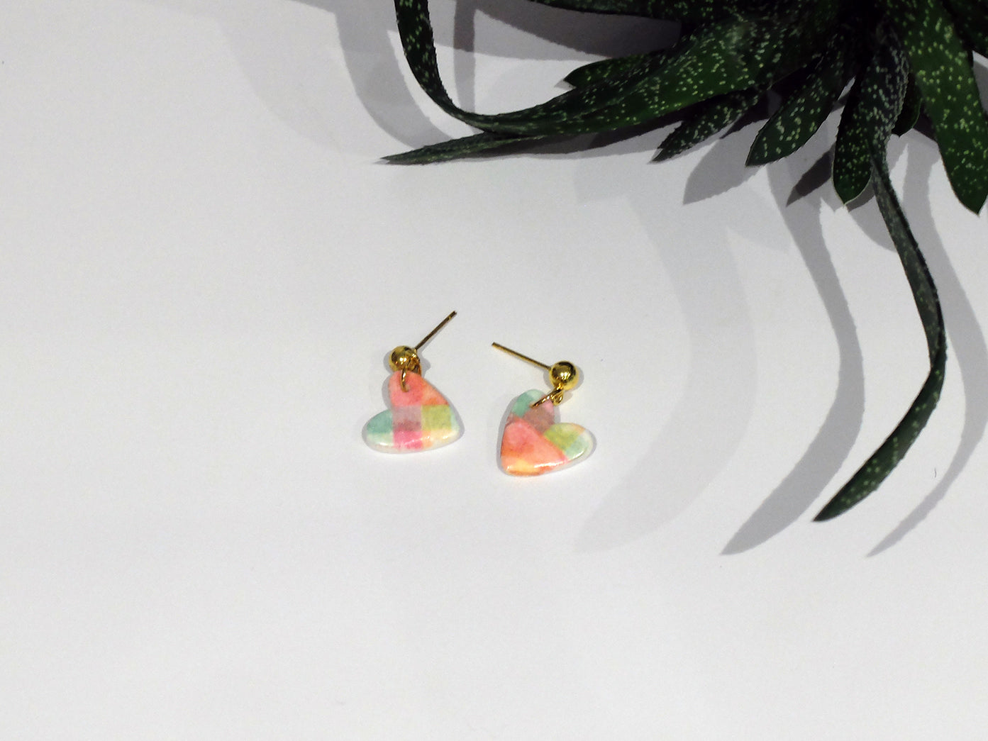 Gingham Heart Dangles