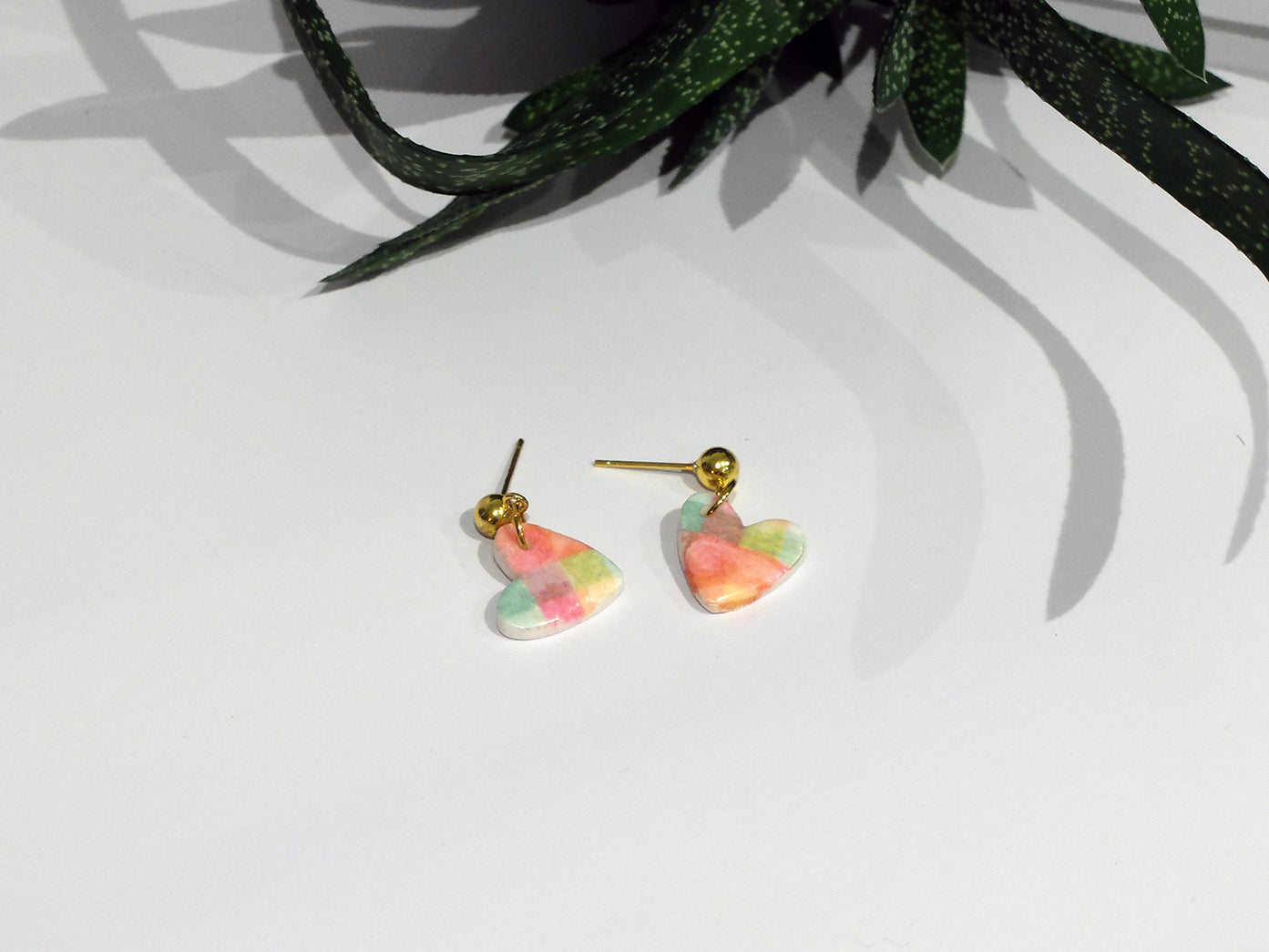 Gingham Heart Dangles