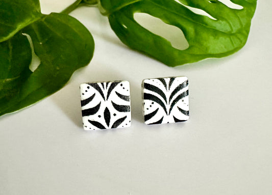 Art Deco Studs - Black and White