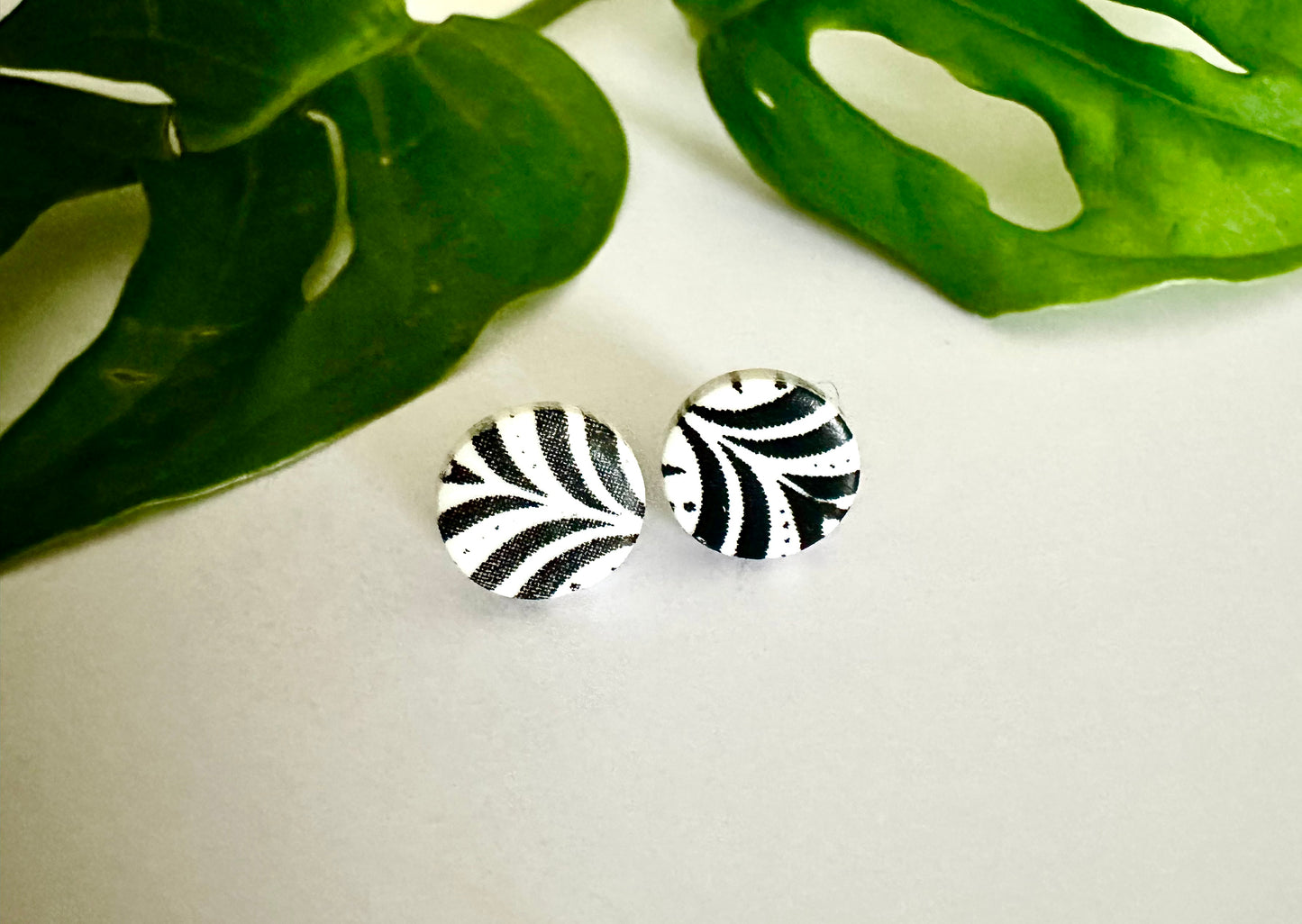 Art Deco Studs - Black and White