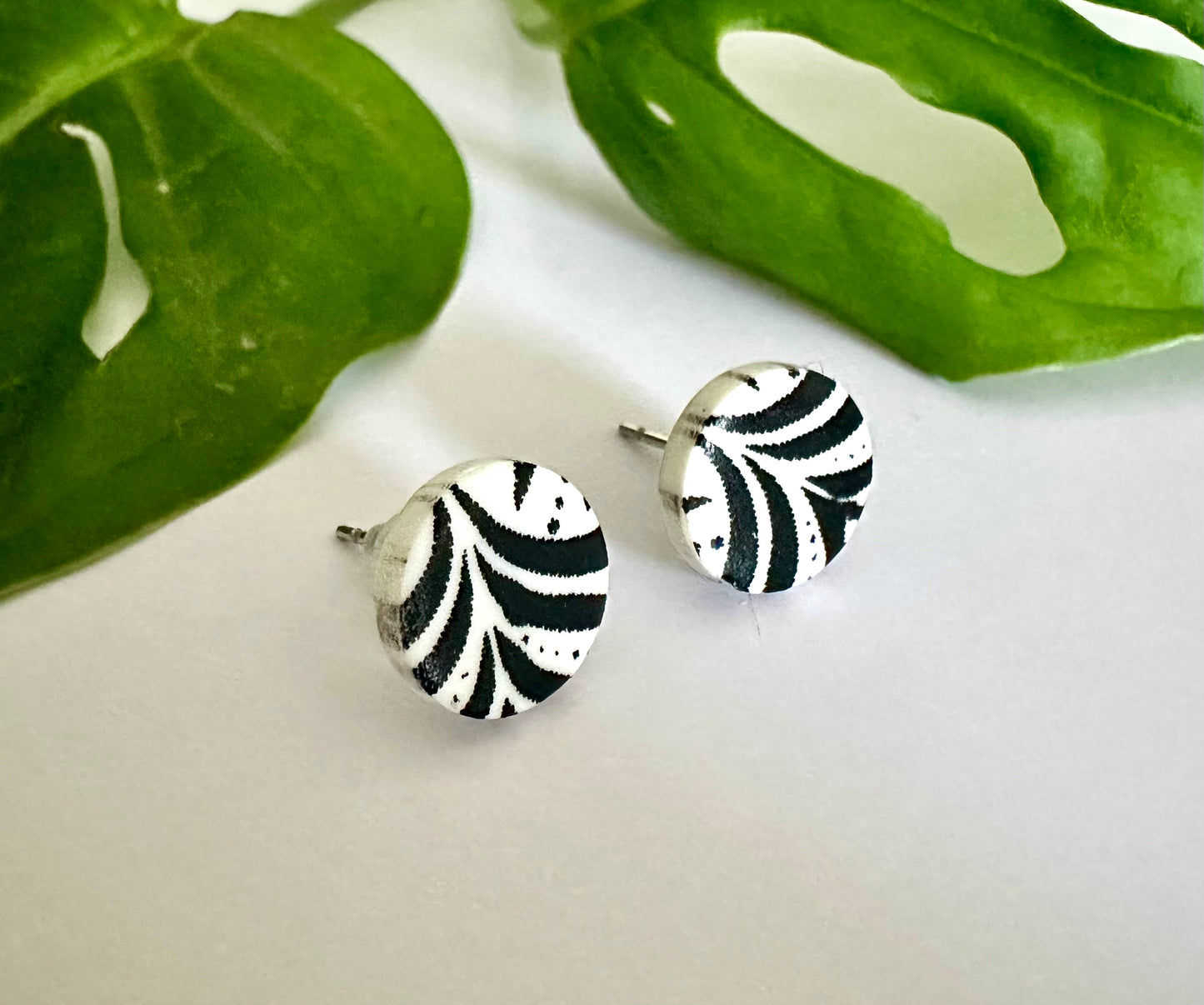 Art Deco Studs - Black and White