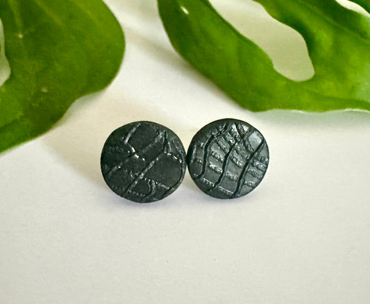 Black Faux Croc Studs