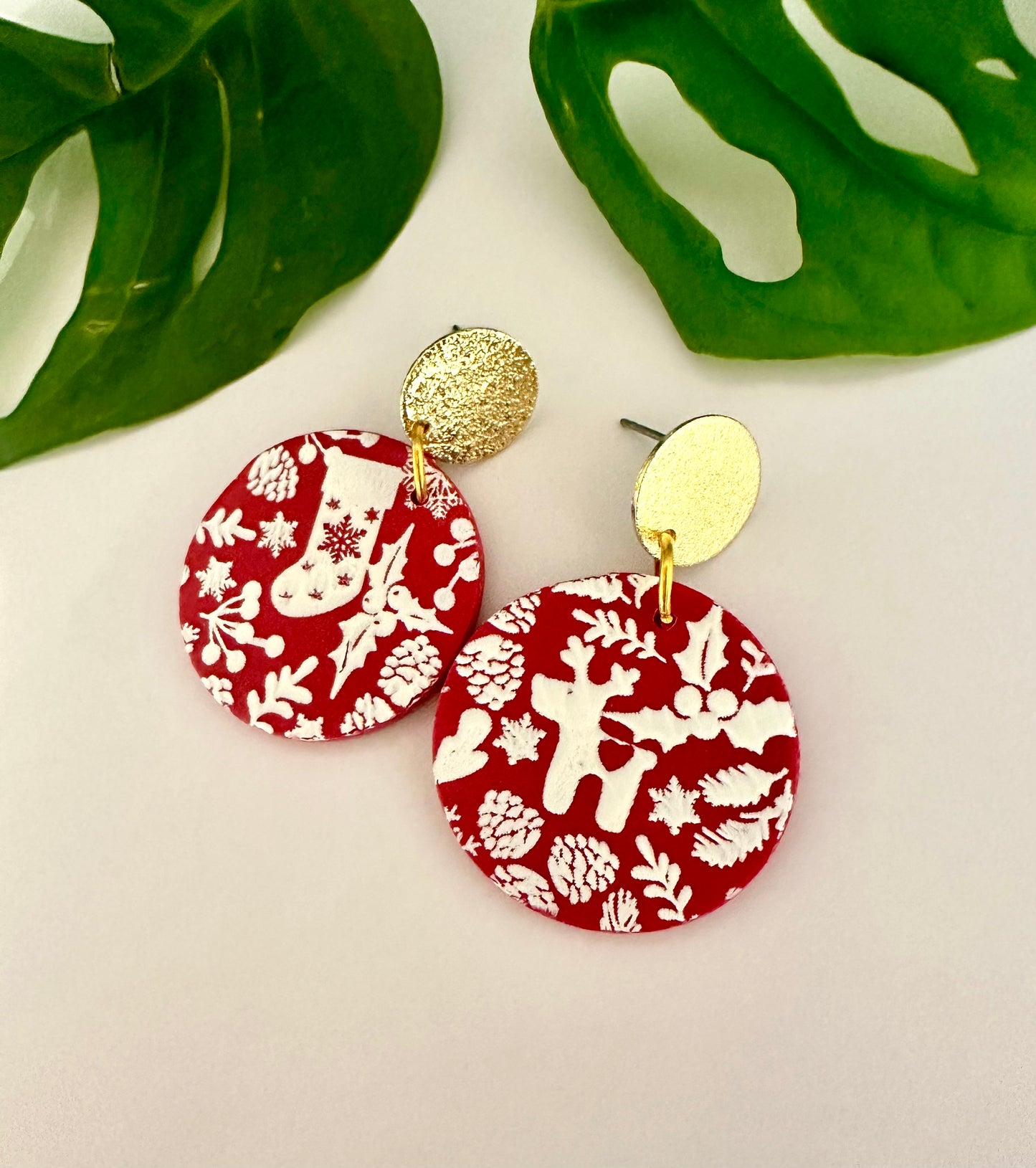 Christmas Print Round Dangles