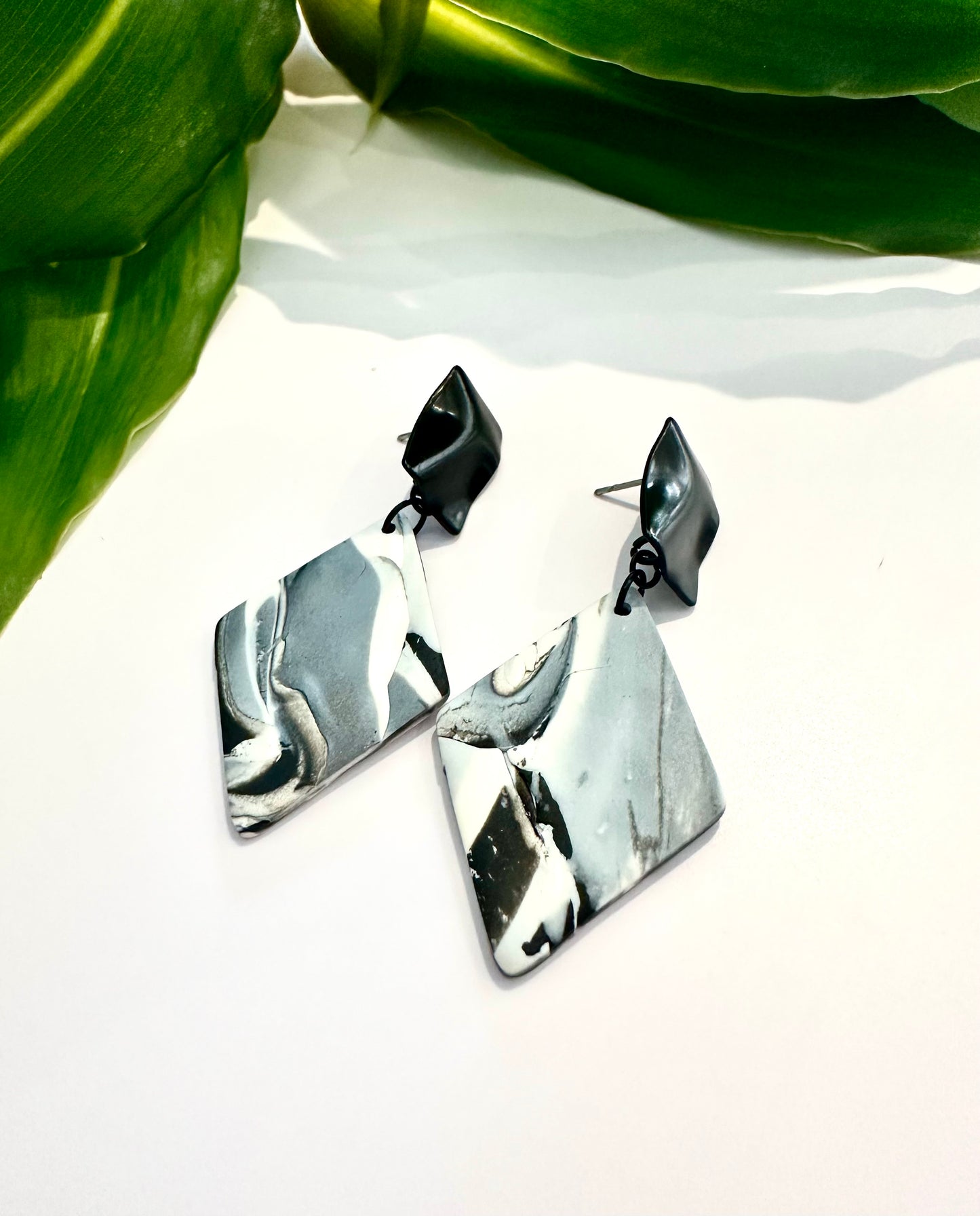 Black and White Marbled Dangles