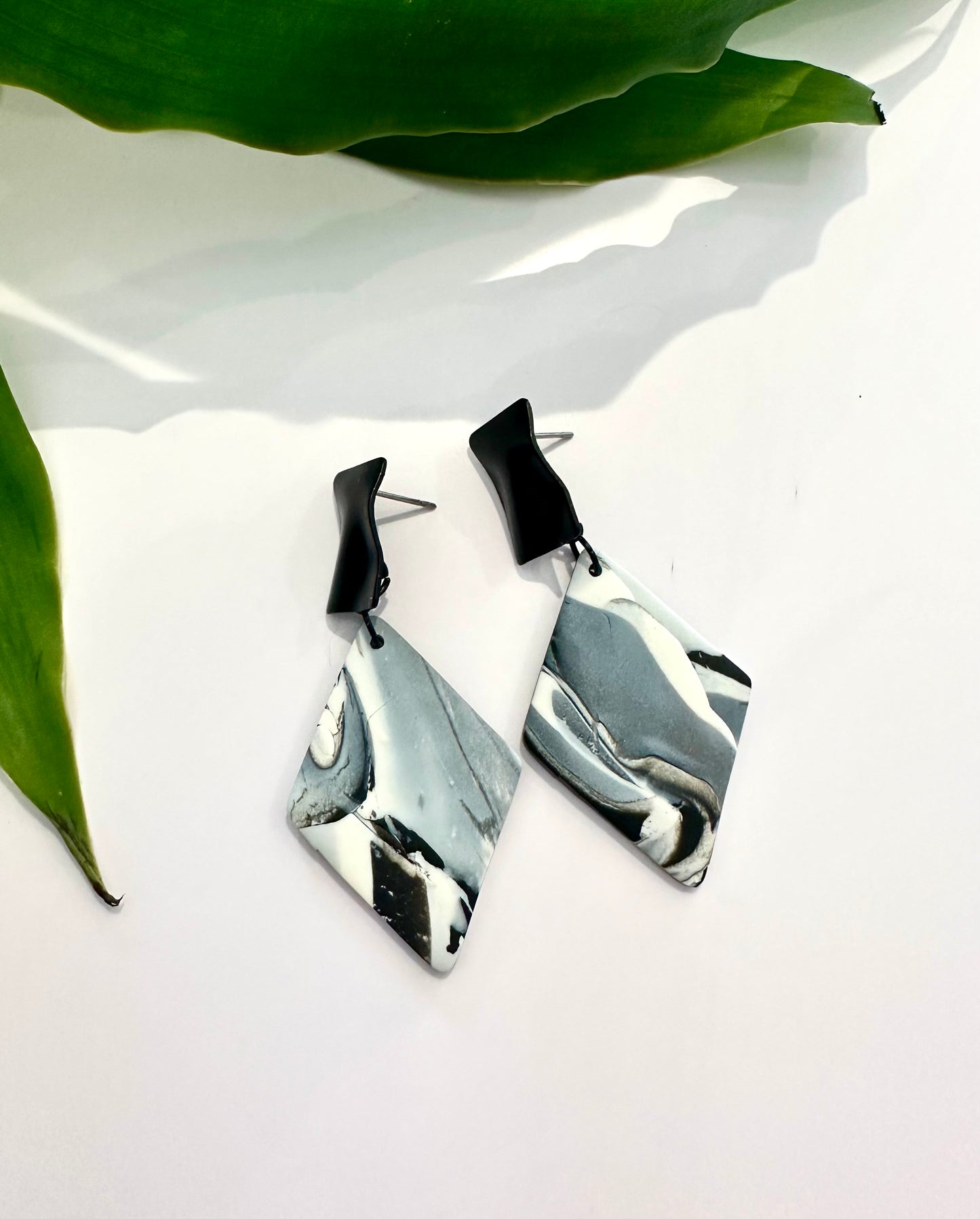 Black and White Marbled Dangles