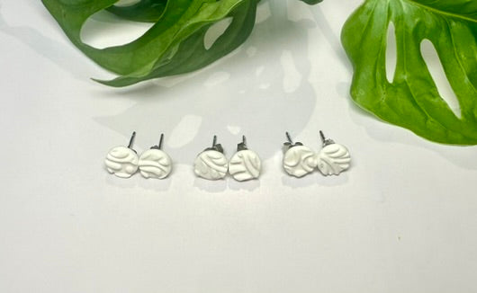 White Lace Textured Studs